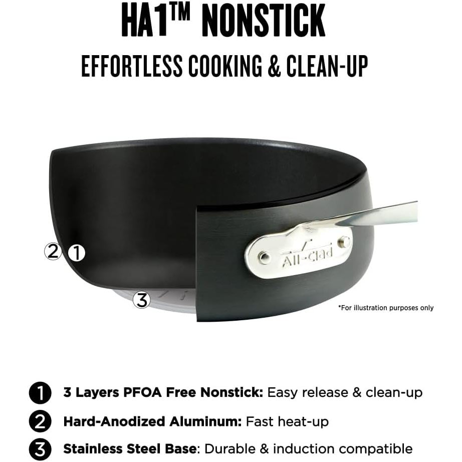 All-Clad HA1 Nonstick 6qt Round Dutch Oven with Acacia Trivet and Spoon