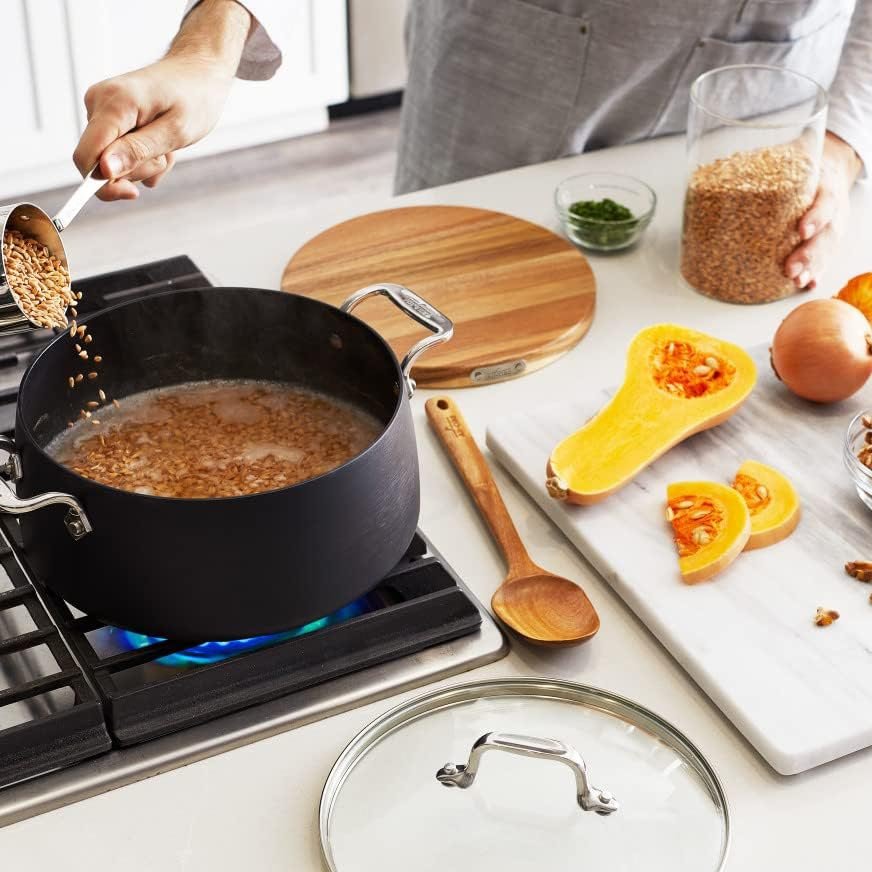 All-Clad HA1 Nonstick 6qt Round Dutch Oven with Acacia Trivet and Spoon