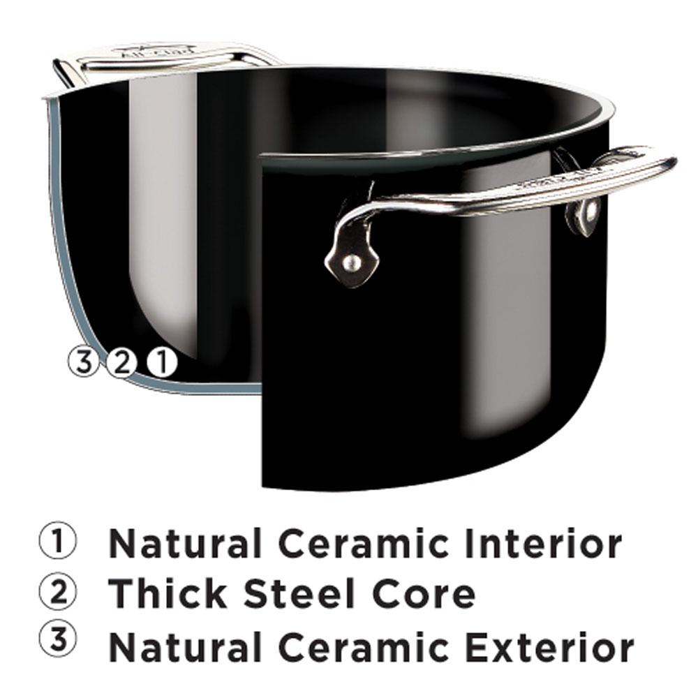 All-Clad FusionTec Ceramic 7 QT (6.7L) Stockpot with Lid - Onyx Black