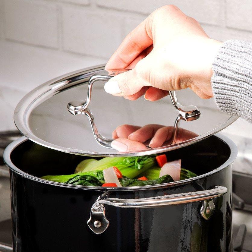 All-Clad FusionTec Ceramic 7 QT (6.7L) Stockpot with Lid - Onyx Black