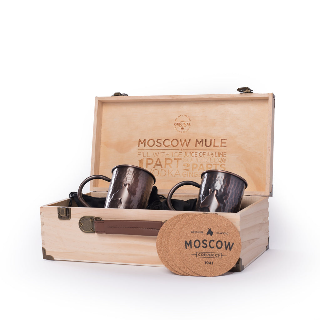 Antique Copper Mug - Limited Edition Two-Pack Wood Collectors Box