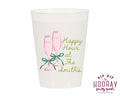 At Home Collection | Champagne Flutes Happy Hour Full Color Frosted Cups