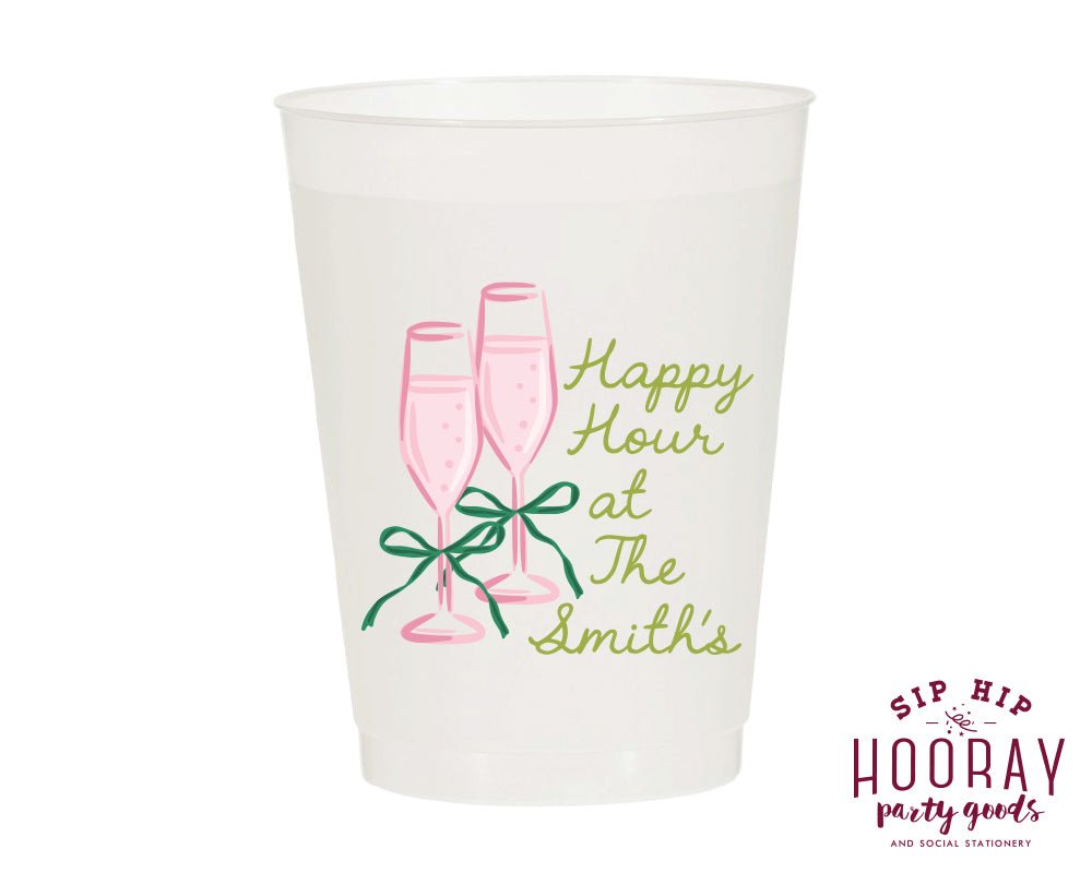 At Home Collection | Champagne Flutes Happy Hour Full Color Frosted Cups