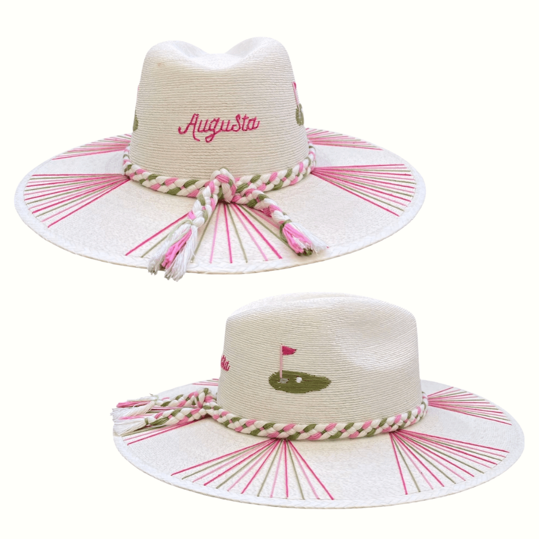 Augusta Caddie Natural Palm Hats | Pink and Green OR Yellow and Green Hole In One