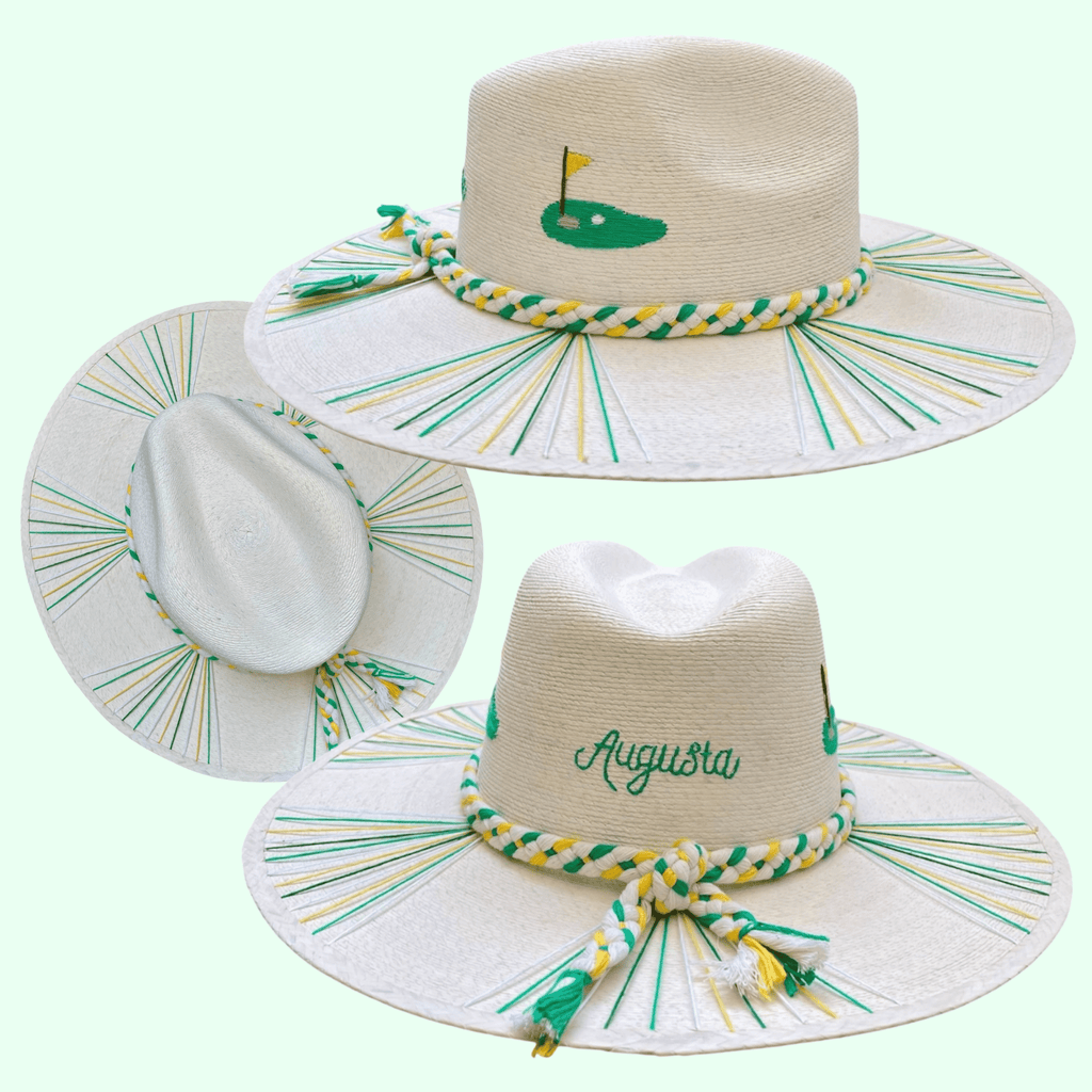 Augusta Caddie Natural Palm Hats | Pink and Green OR Yellow and Green Hole In One