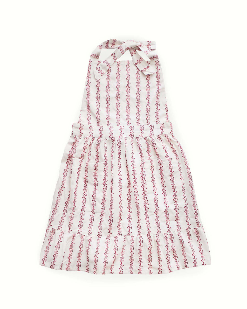 Begonia Stripe Floral Apron Ruby