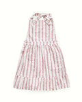 Begonia Stripe Floral Apron Ruby