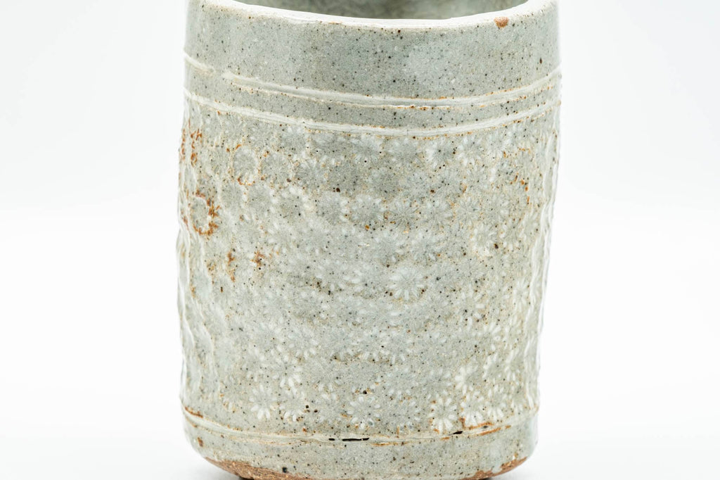Japanese Teacup - Chrysanthemum Grey Glazed Wabi-Sabi Yunomi - 140ml