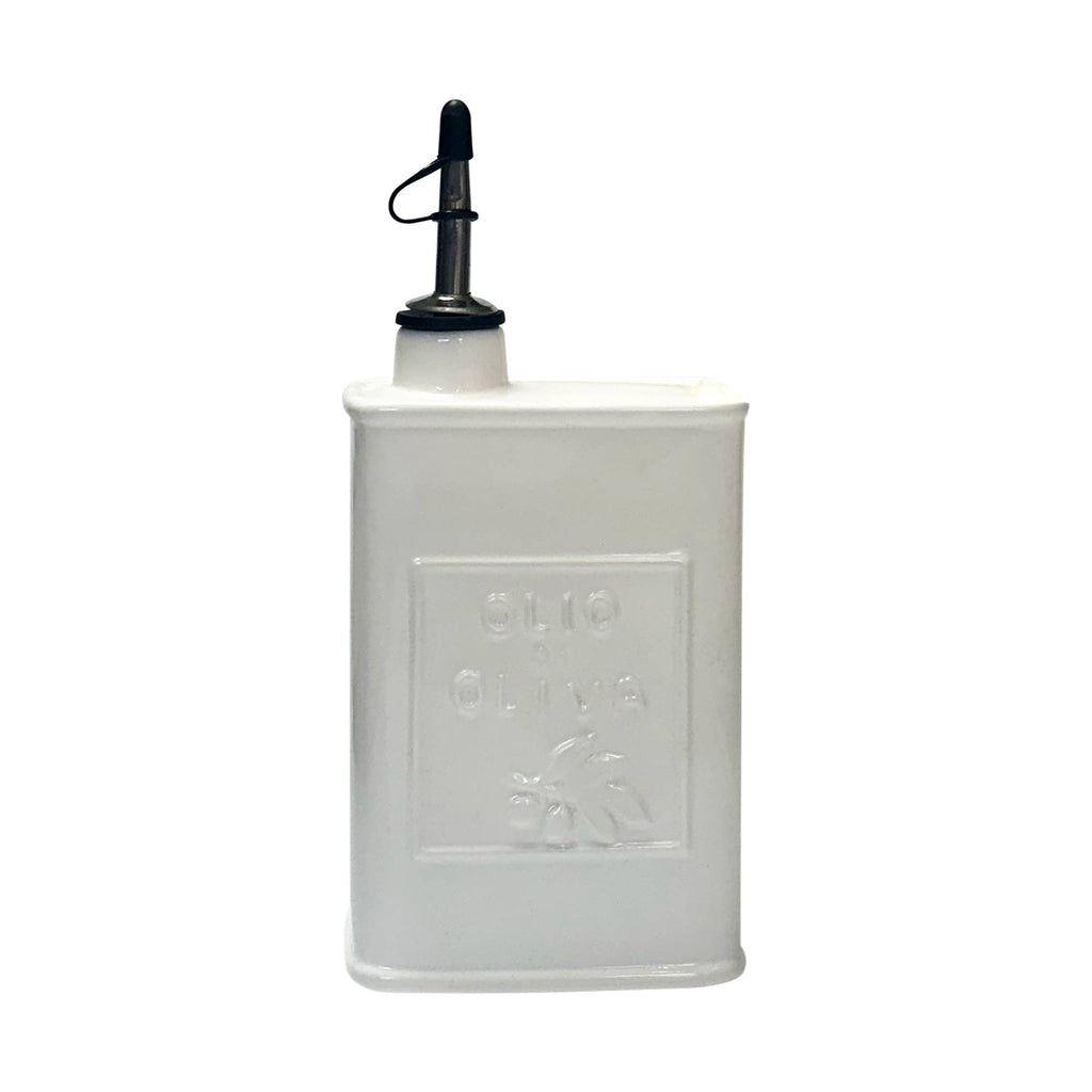 White Ceramic Olive Oil Dispenser Can, 17 oz