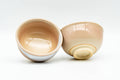 Japanese Teacups - 天鵬山 Tsubaki Kiln - Pair of Pink White Hagi-yaki Guinomi - 40ml