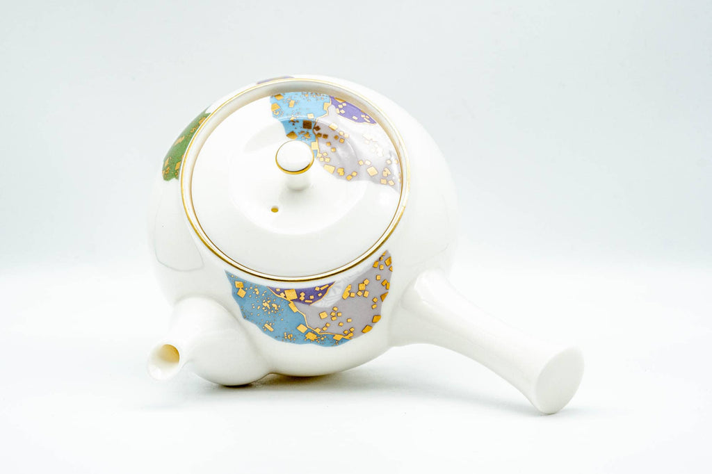 Japanese Kyusu - Wavy Decorated Porcelain Arita-yaki Debeso Teapot - 400ml