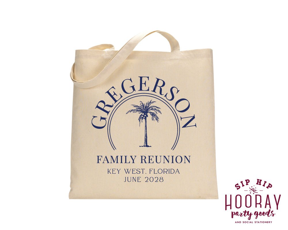 Beach Family Reunion Palm Tree Tote Bag