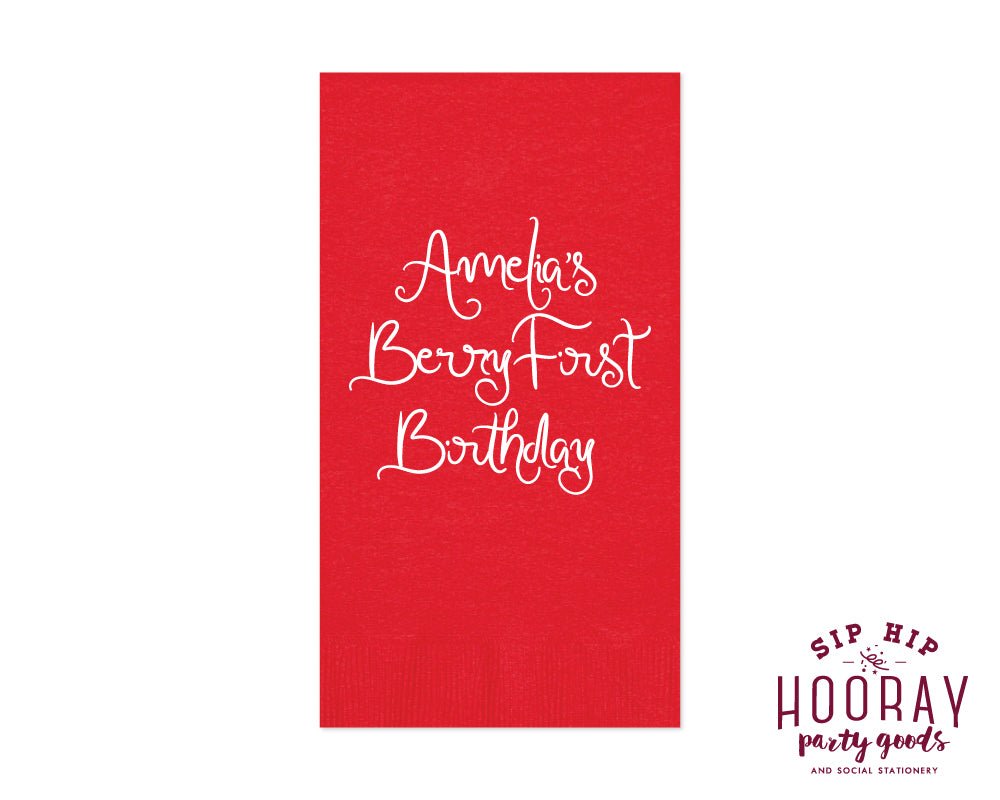 Berry 1st Birthday Strawberry Guest Towels