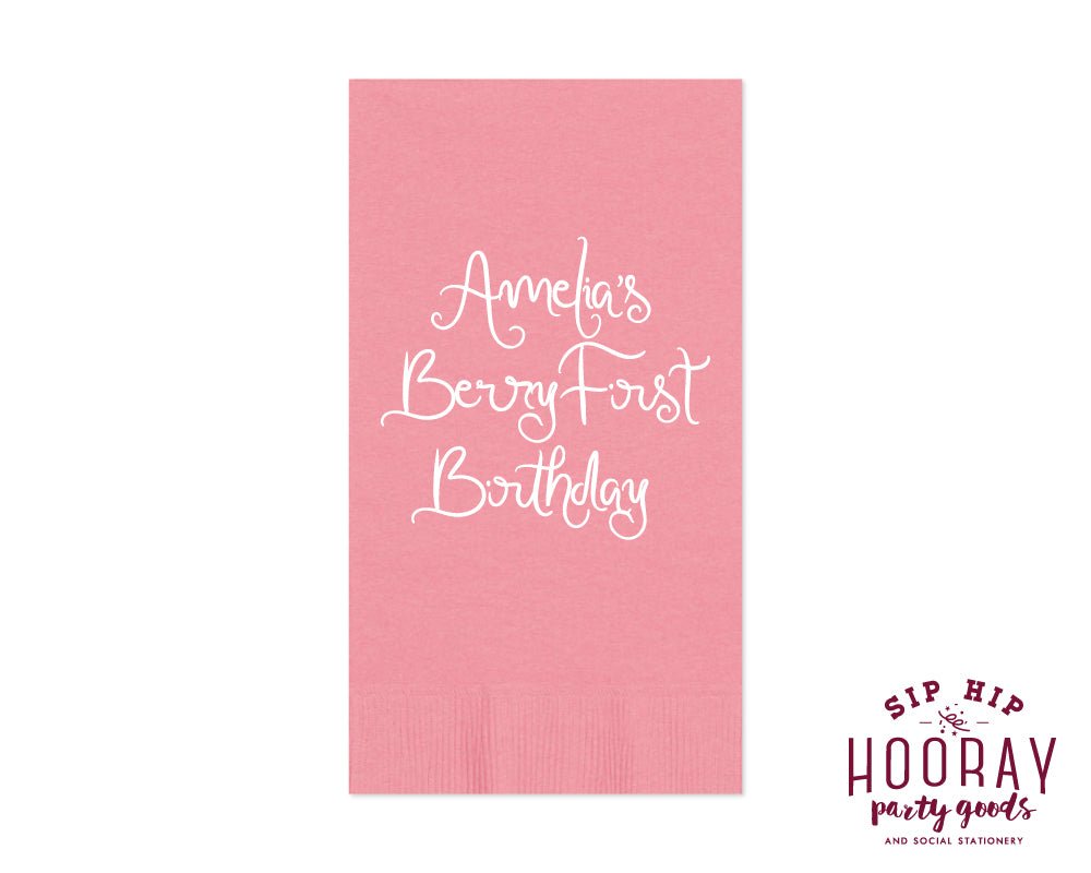 Berry 1st Birthday Strawberry Guest Towels