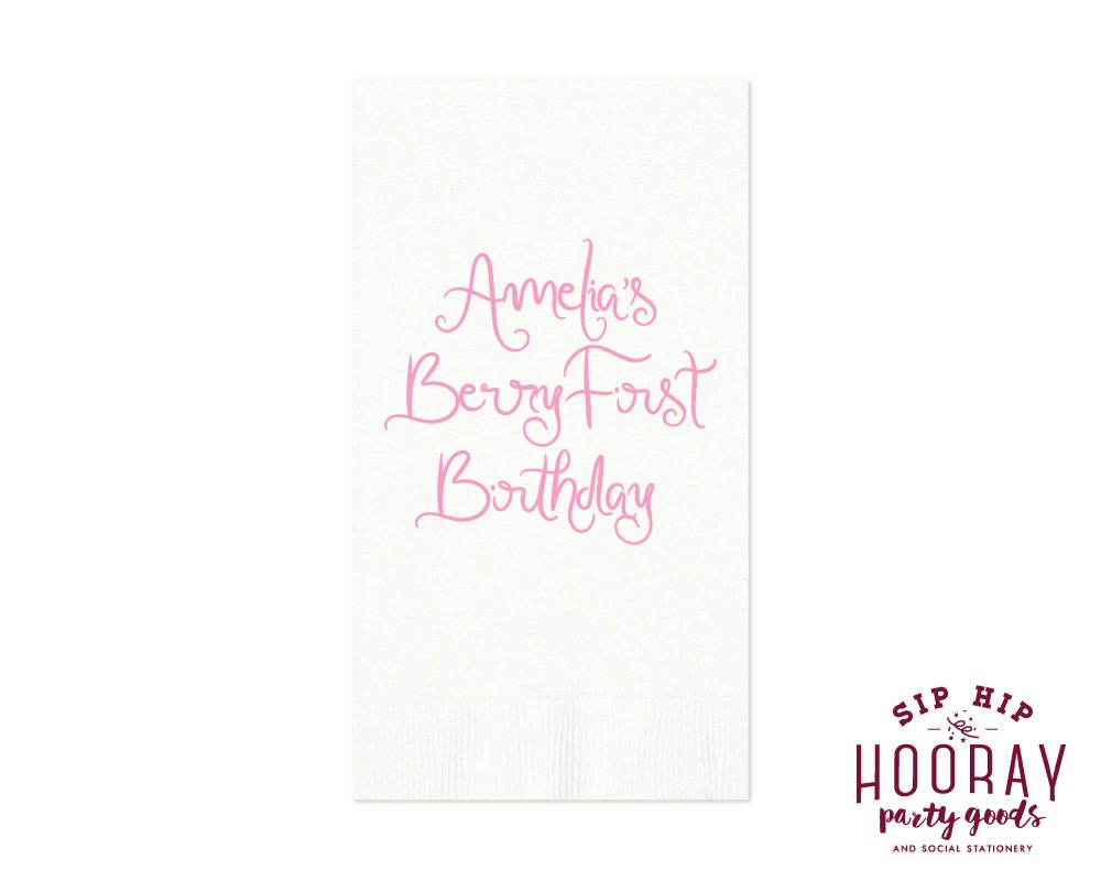 Berry 1st Birthday Strawberry Guest Towels