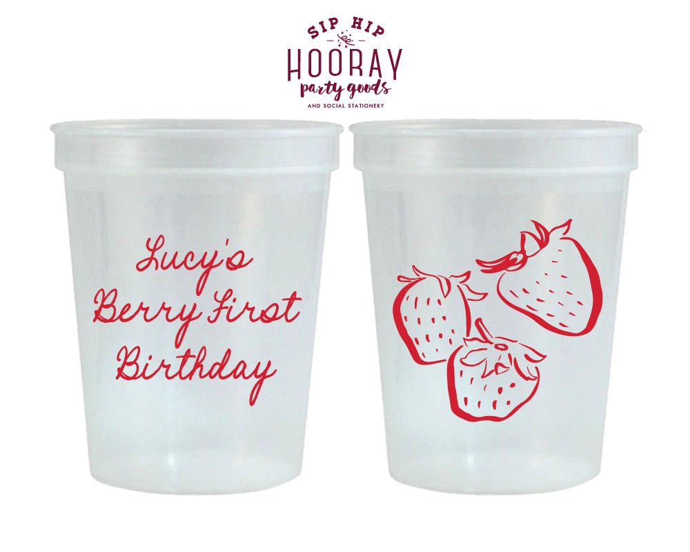 Berry First Birthday Party Strawberry Stadium Cups