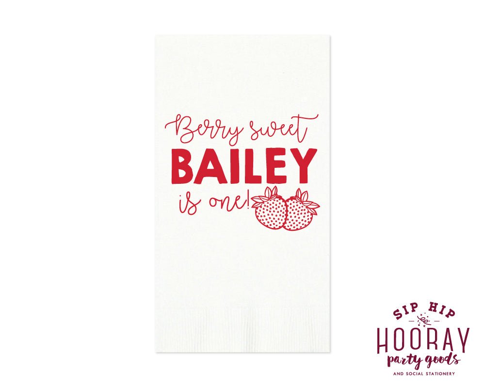Berry Sweet Strawberry First Birthday Guest Towels