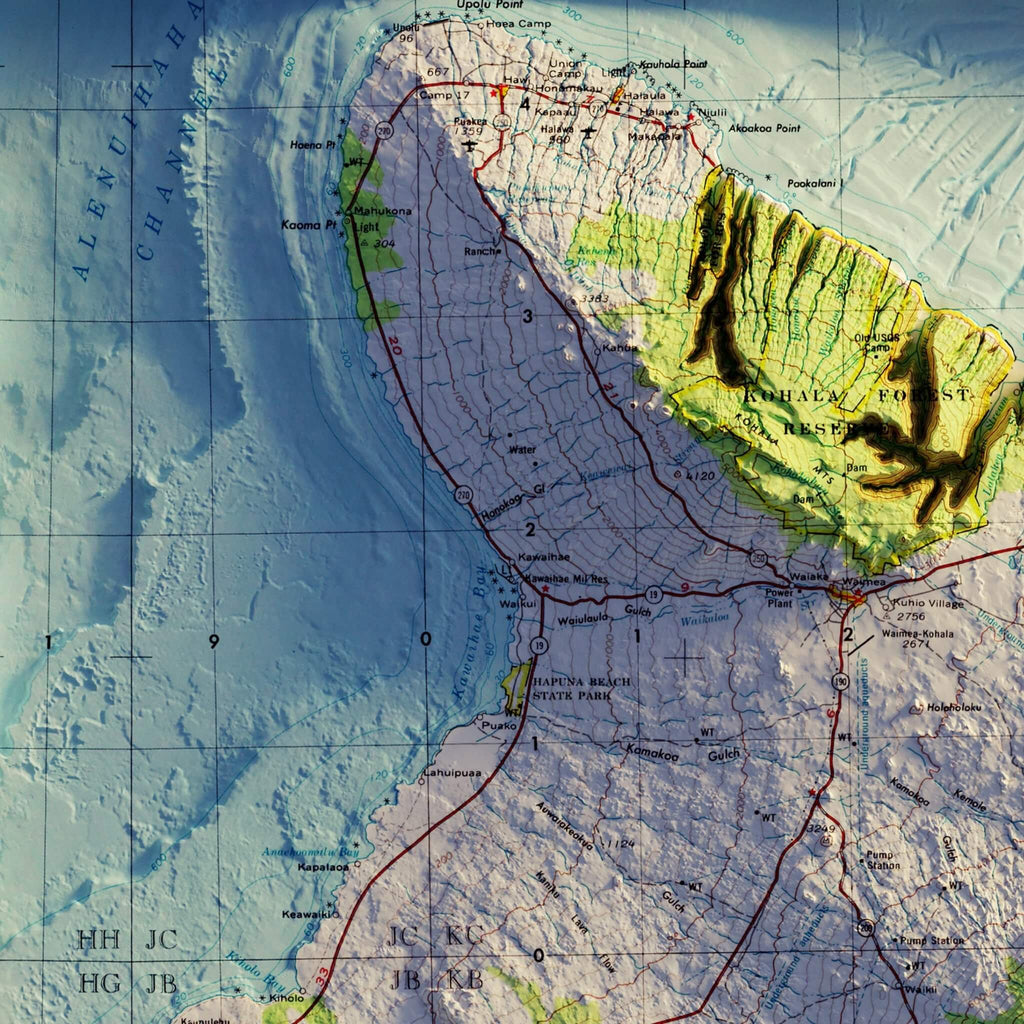 Big Island, Hawaii 1975 Shaded Relief Map - No Frame