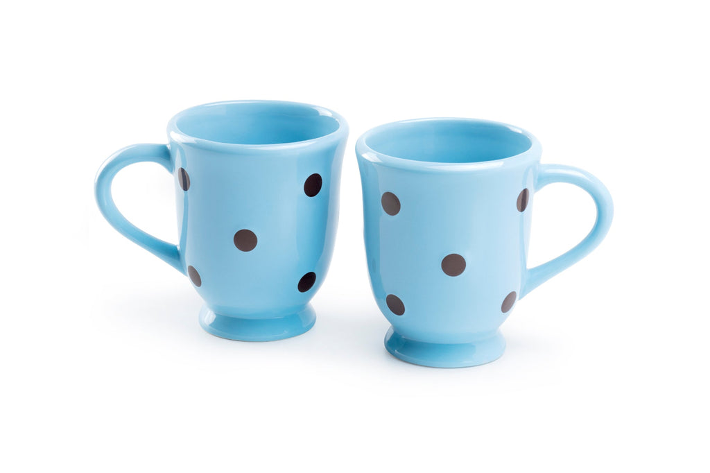 Polka Dots Mug - Brown on Blue