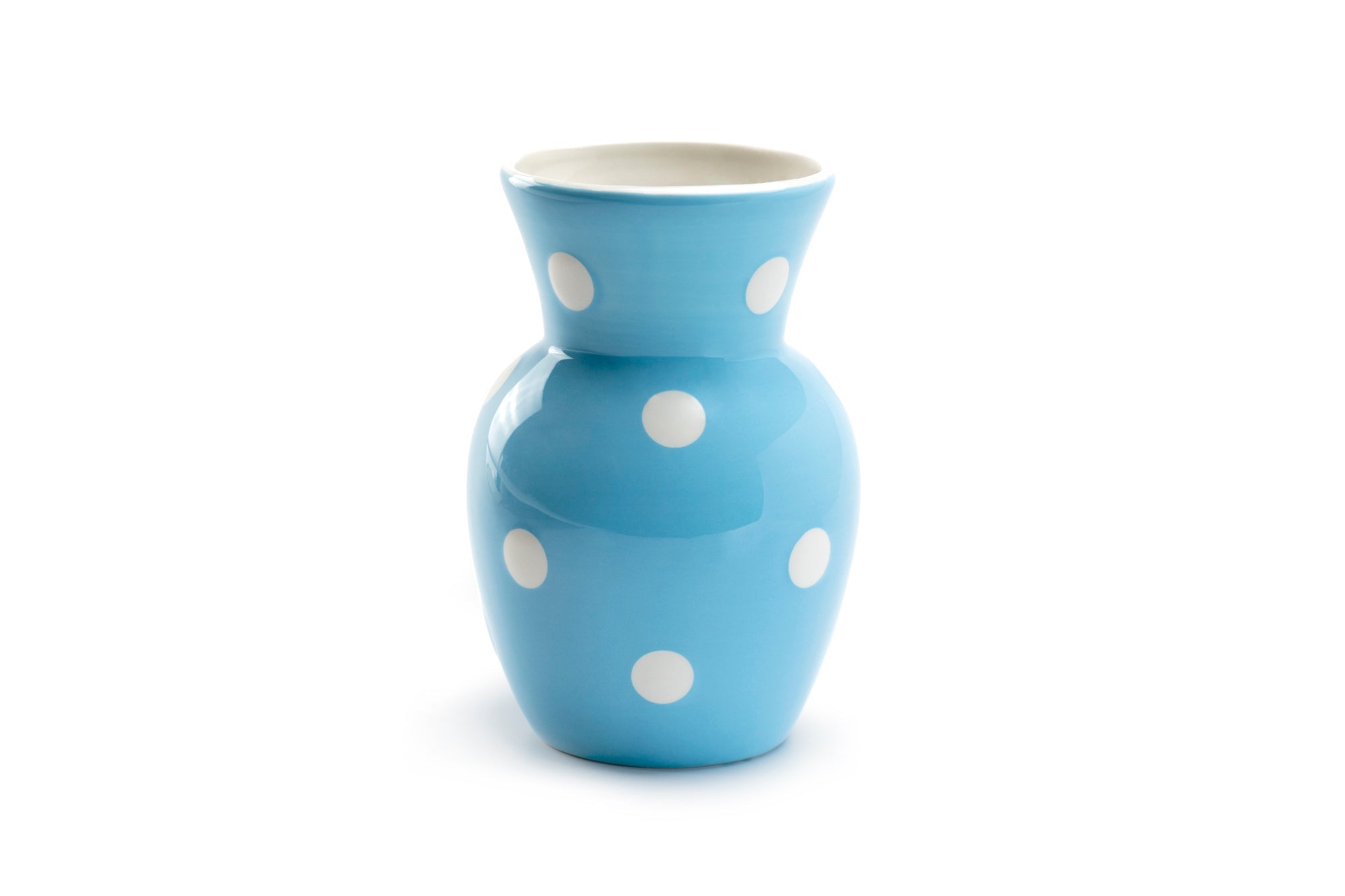 Polka Dots Vase - White on Blue
