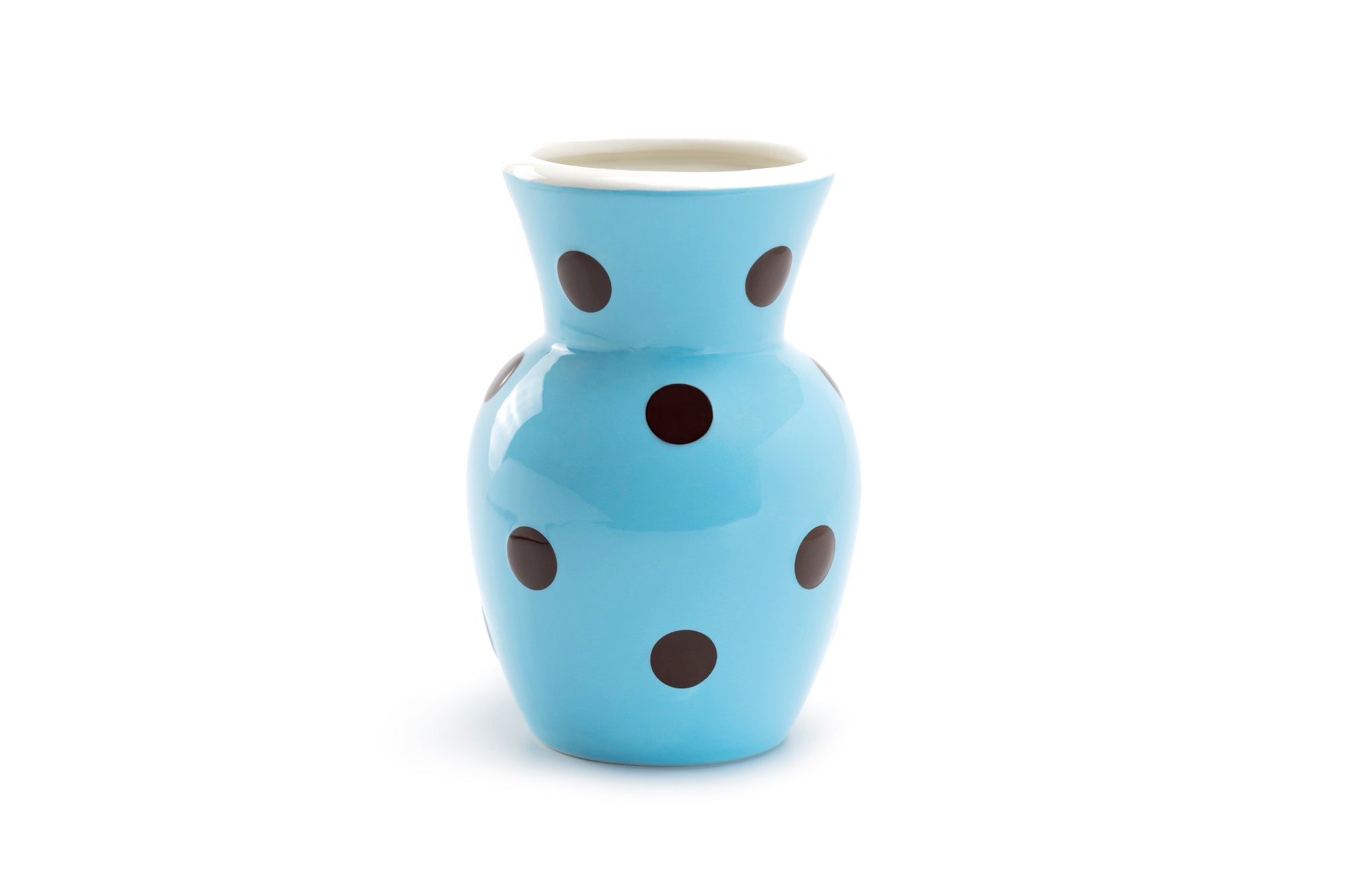 Polka Dots Vase - Brown on Blue