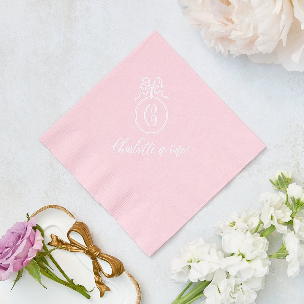 Bow Crest Initial Napkins