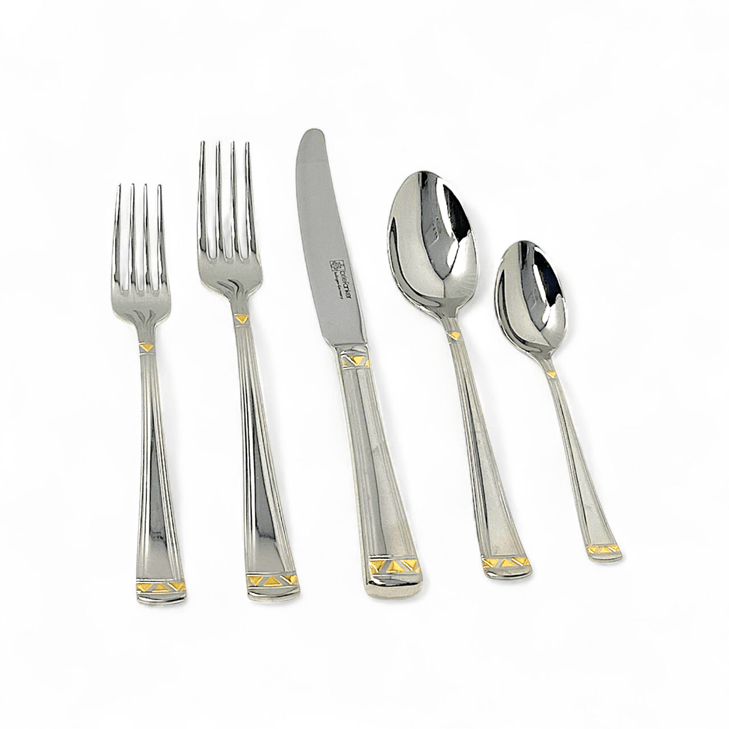 Briefanker Solingen Aradena with Gold Accent Flatware - 5 Piece Place Setting