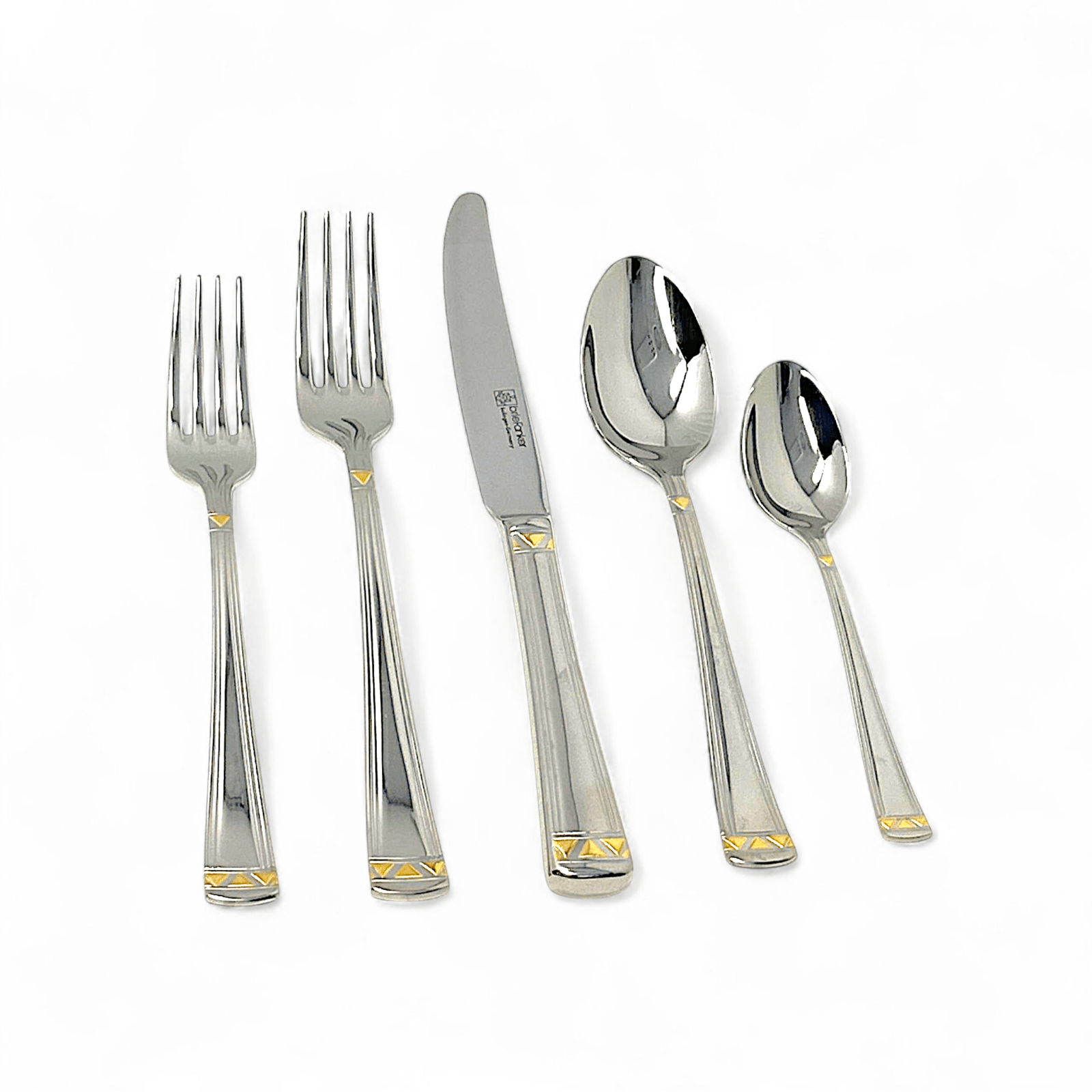 Briefanker Solingen Aradena with Gold Accent Flatware - 5 Piece Place Setting
