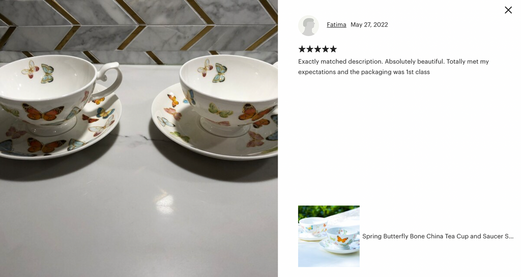 Spring Butterfly Bone China Tea Cup and Saucer