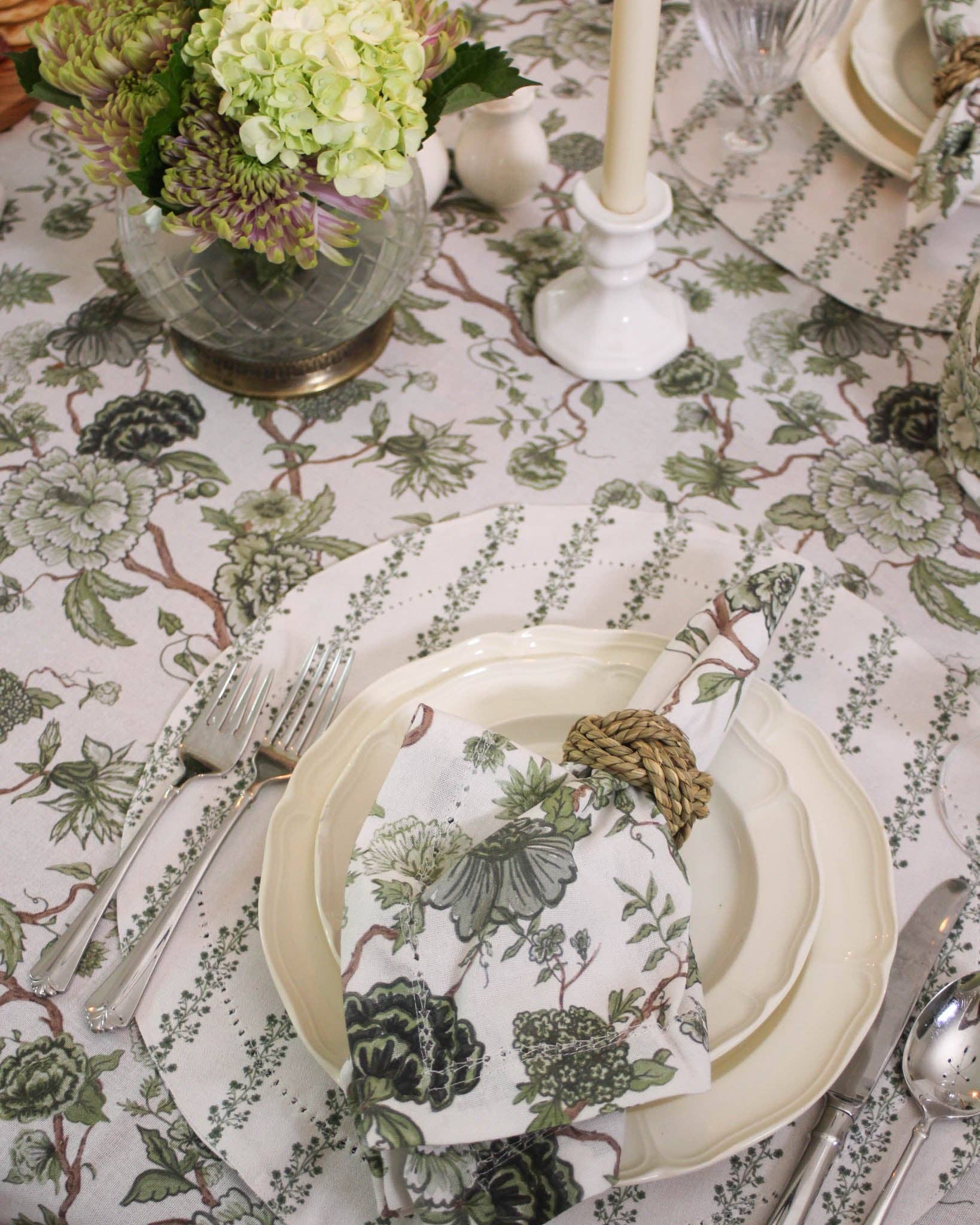 Florence Floral Napkins Set of Four: Fern