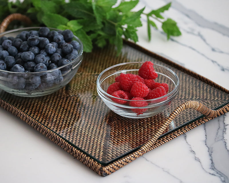 Rectangular Tray With Glass Bottom