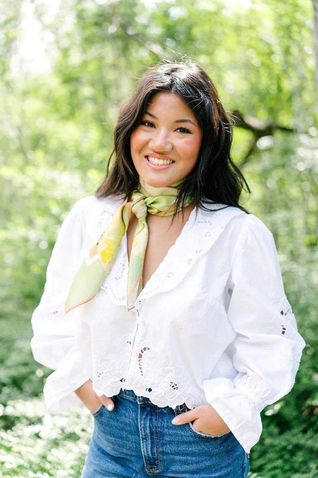 Catherine Cartie Bright Butterfly Silk Scarf – 36” Luxury Hand-Painted Silk Scarf
