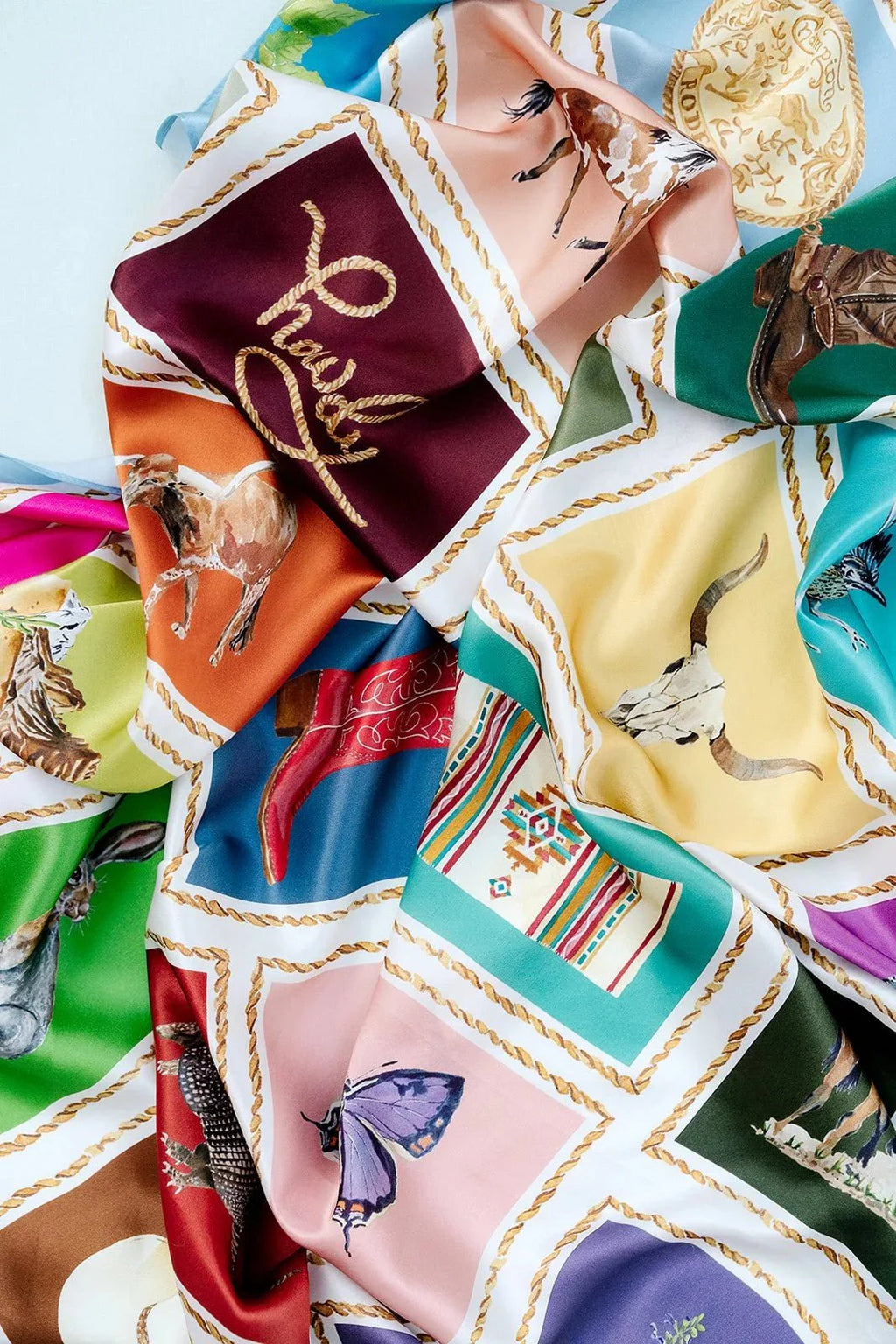 Catherine Cartie Out West Scarf – 36” Luxury Hand-Painted Silk Scarf