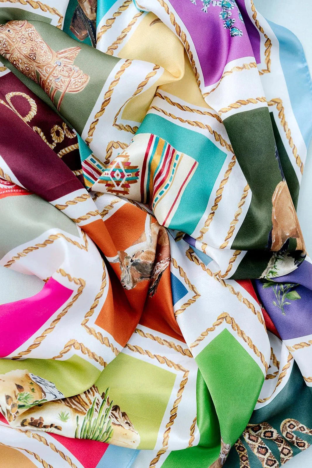 Catherine Cartie Out West Scarf – 36” Luxury Hand-Painted Silk Scarf