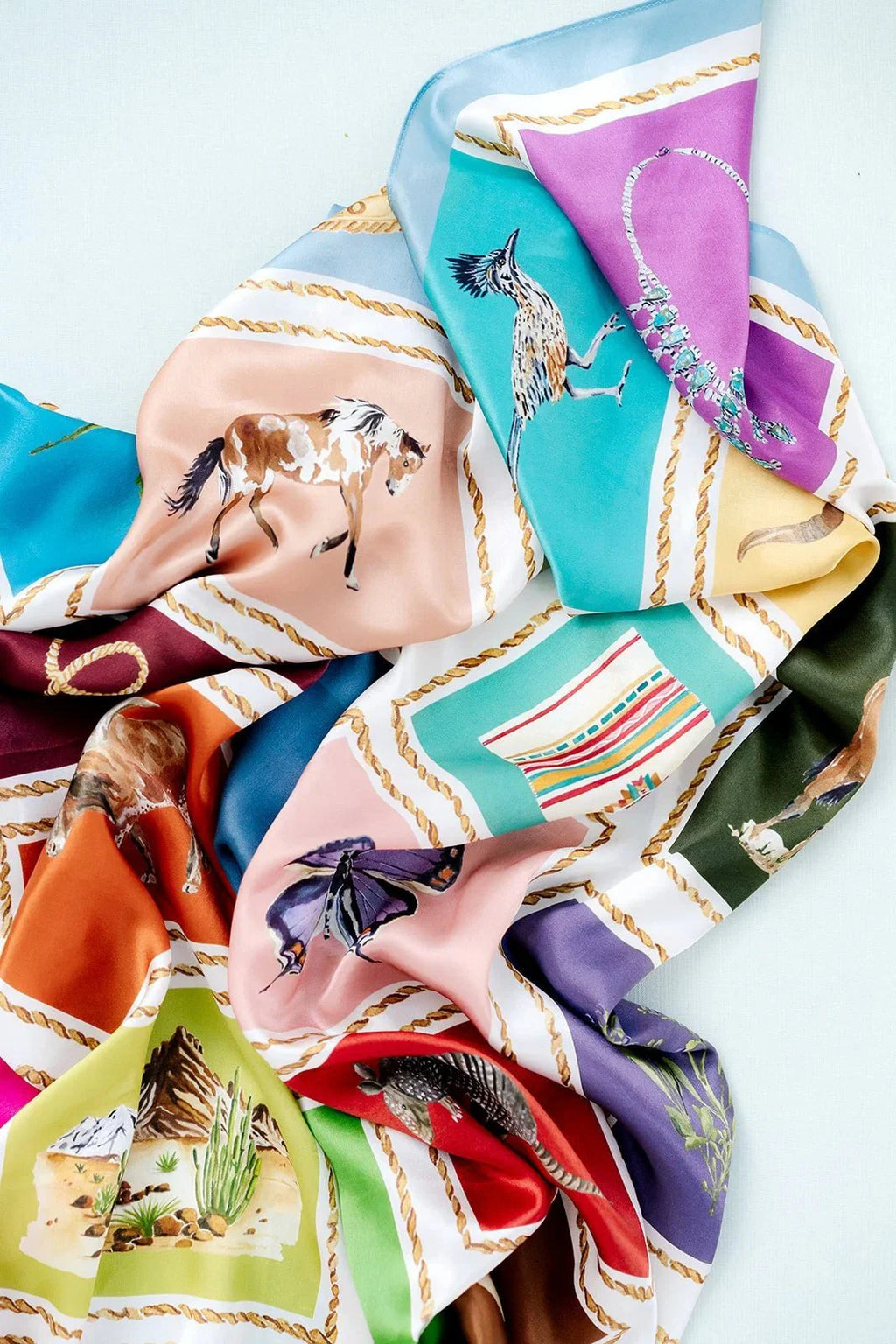 Catherine Cartie Out West Scarf – 36” Luxury Hand-Painted Silk Scarf