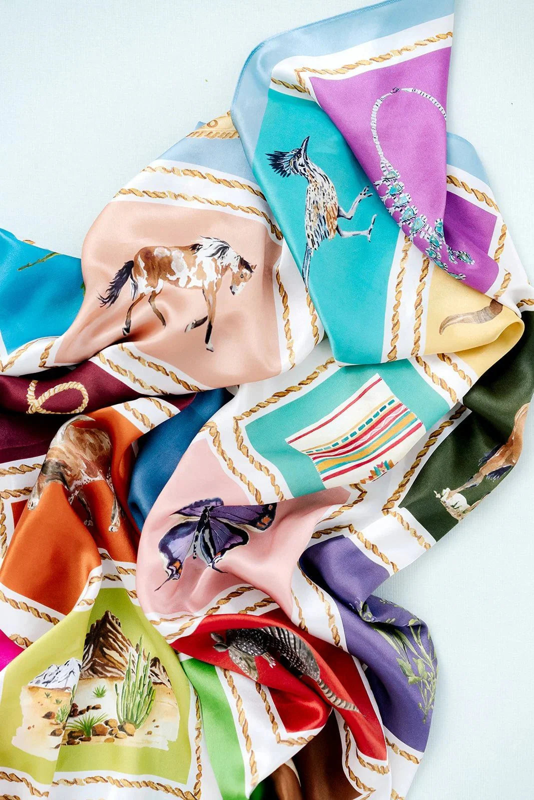 Catherine Cartie Out West Scarf – 36” Luxury Hand-Painted Silk Scarf