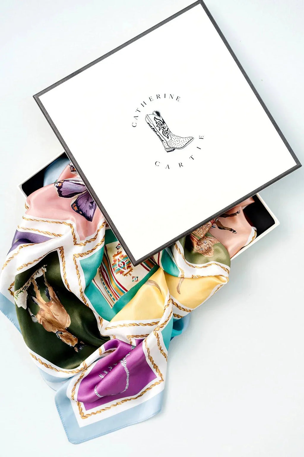 Catherine Cartie Out West Scarf – 36” Luxury Hand-Painted Silk Scarf