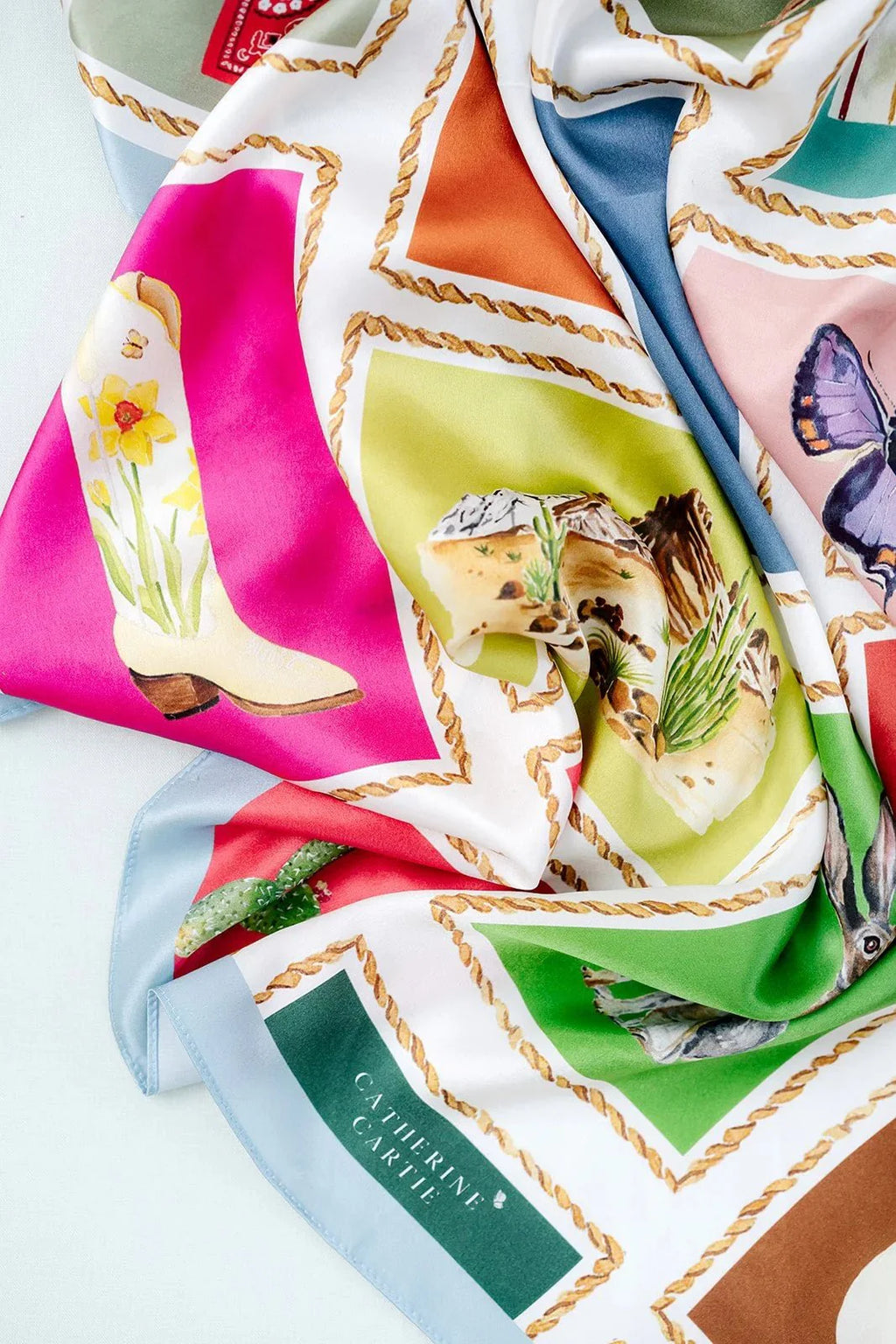 Catherine Cartie Out West Scarf – 36” Luxury Hand-Painted Silk Scarf