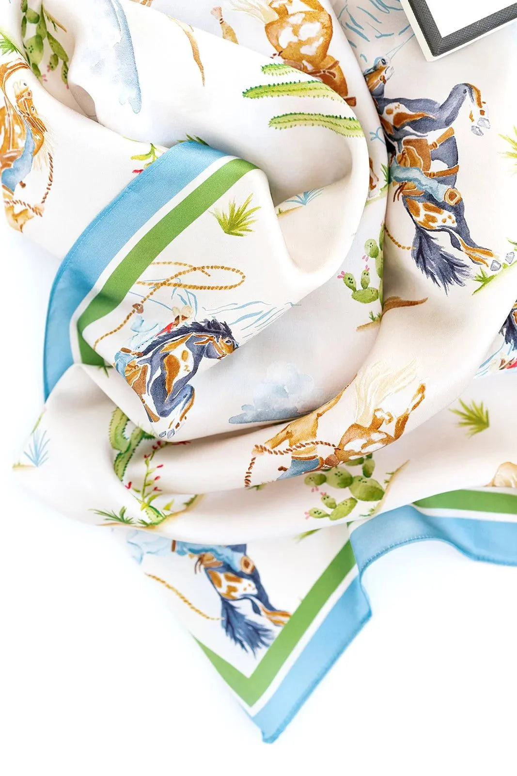Catherine Cartie Rodeo Cowboy Scarf – 36” Luxury Hand-Painted Silk Scarf