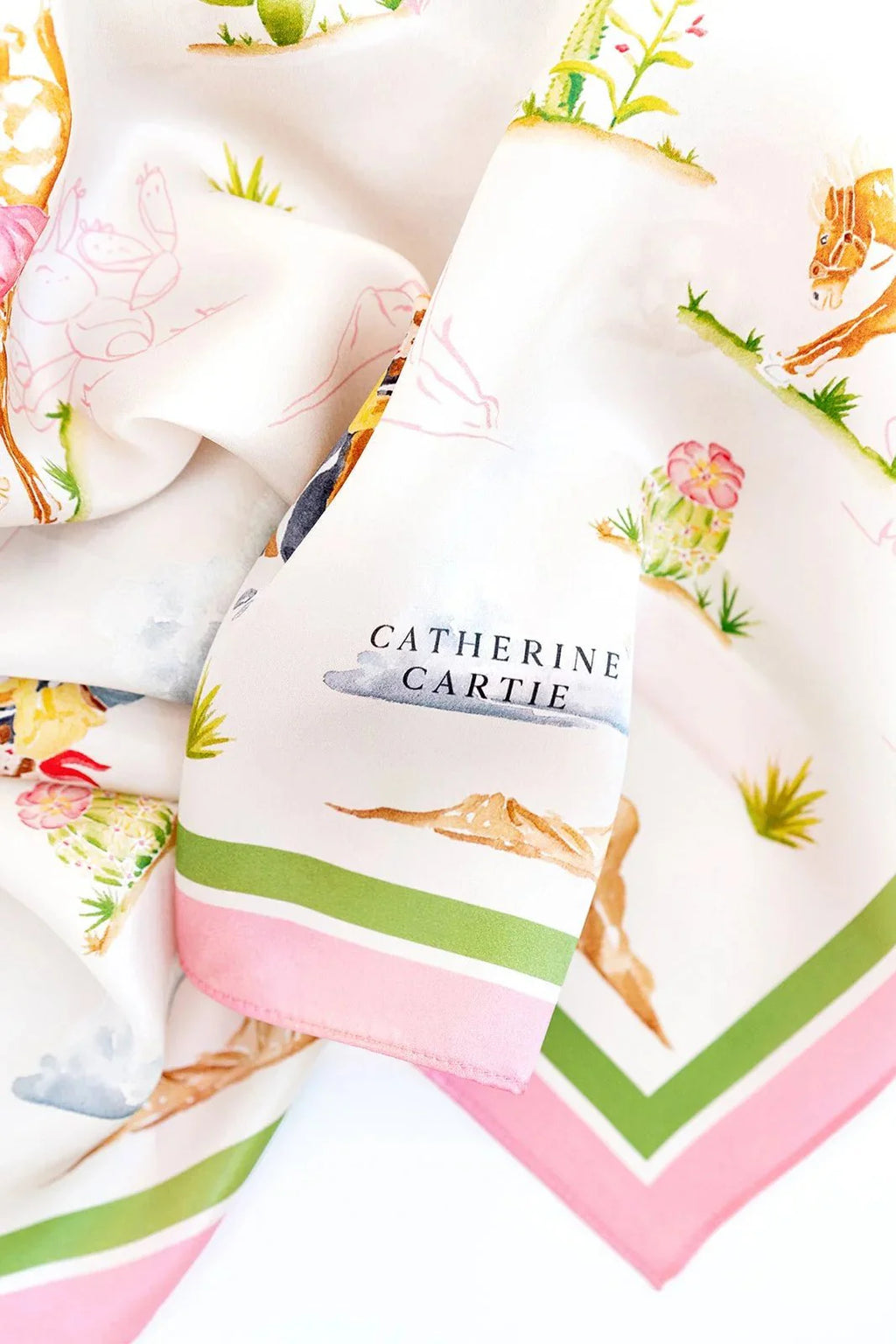 Catherine Cartie Rodeo Cowgirl Silk Scarf – 36” Luxury Hand-Painted Silk Scarf