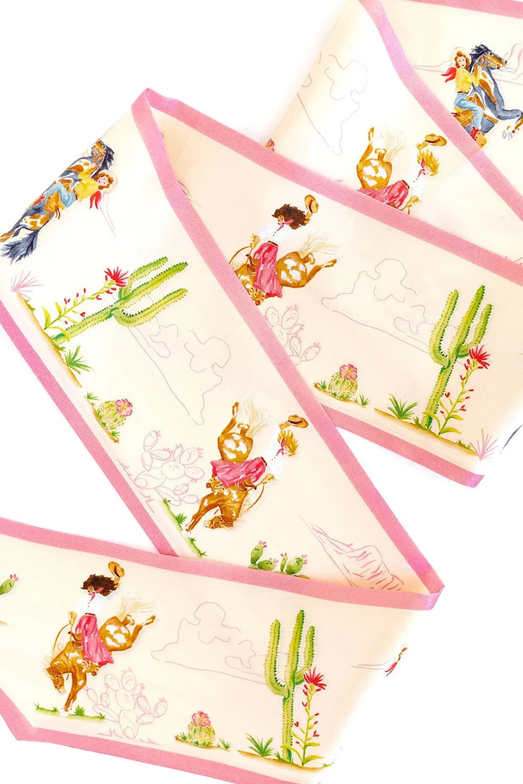 Catherine Cartie Rodeo Cowgirl Twilly Scarf – 4x47” Luxury Hand-Painted Silk Scarf