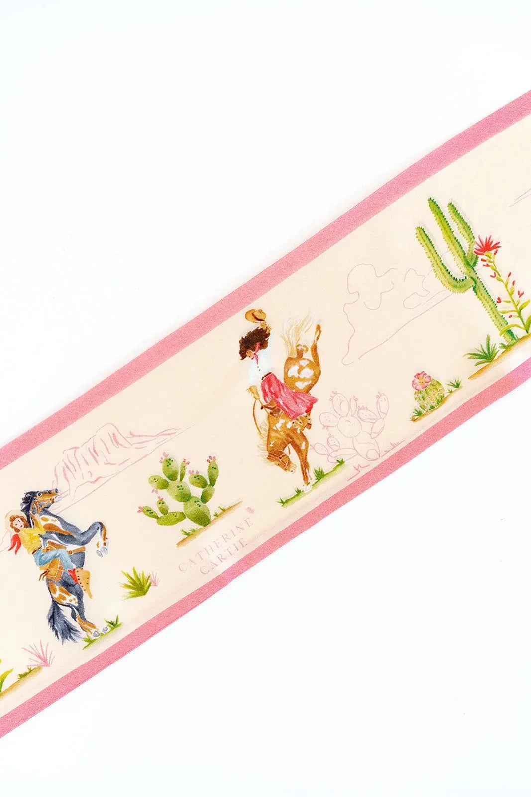 Catherine Cartie Rodeo Cowgirl Twilly Scarf – 4x47” Luxury Hand-Painted Silk Scarf