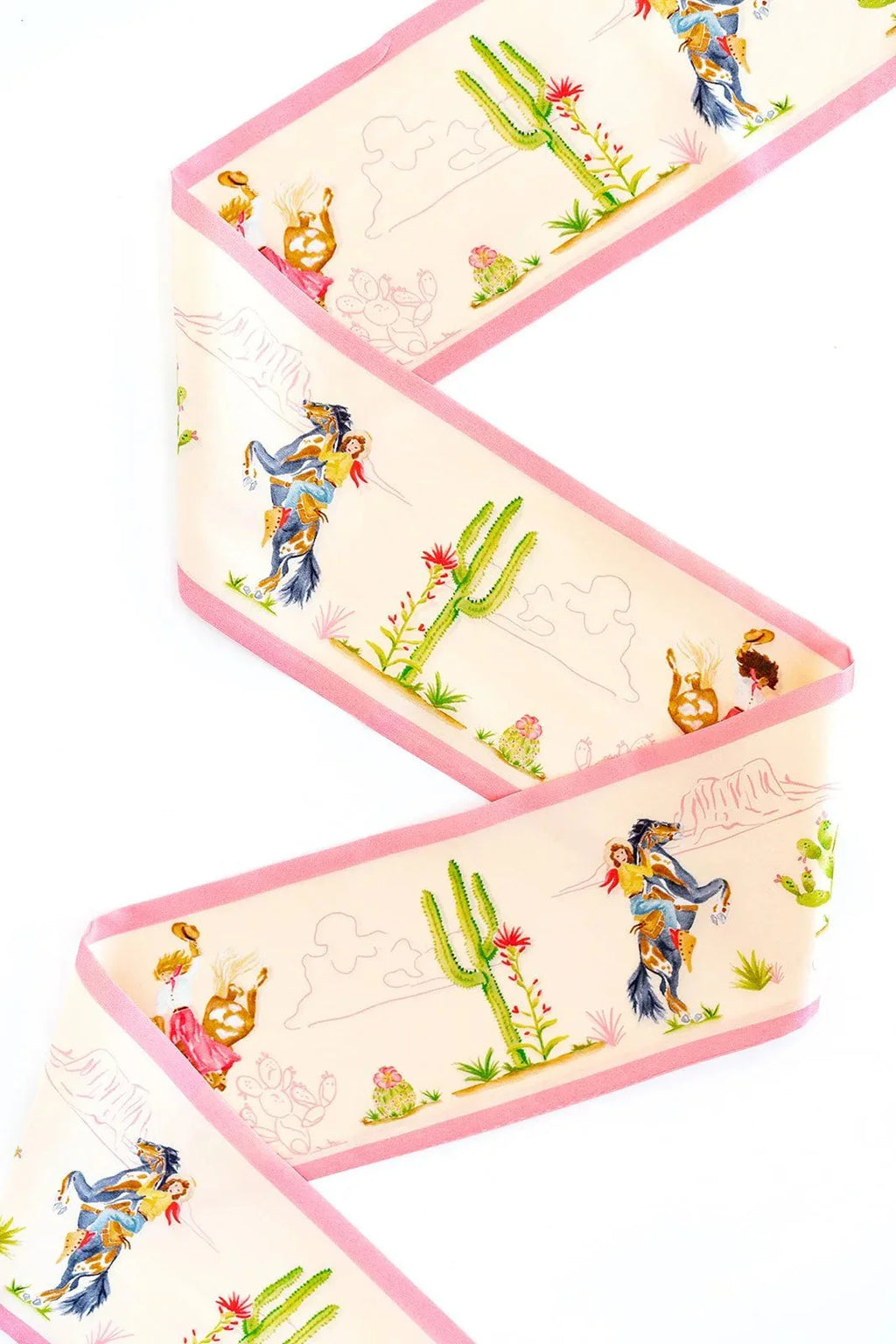Catherine Cartie Rodeo Cowgirl Twilly Scarf – 4x47” Luxury Hand-Painted Silk Scarf