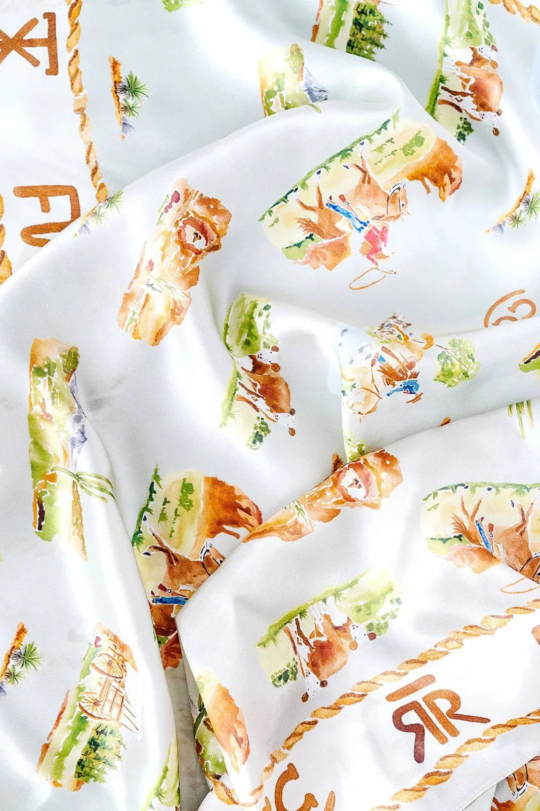 Catherine Cartie Western Toile Scarf – 36” Luxury Hand-Painted Silk Scarf