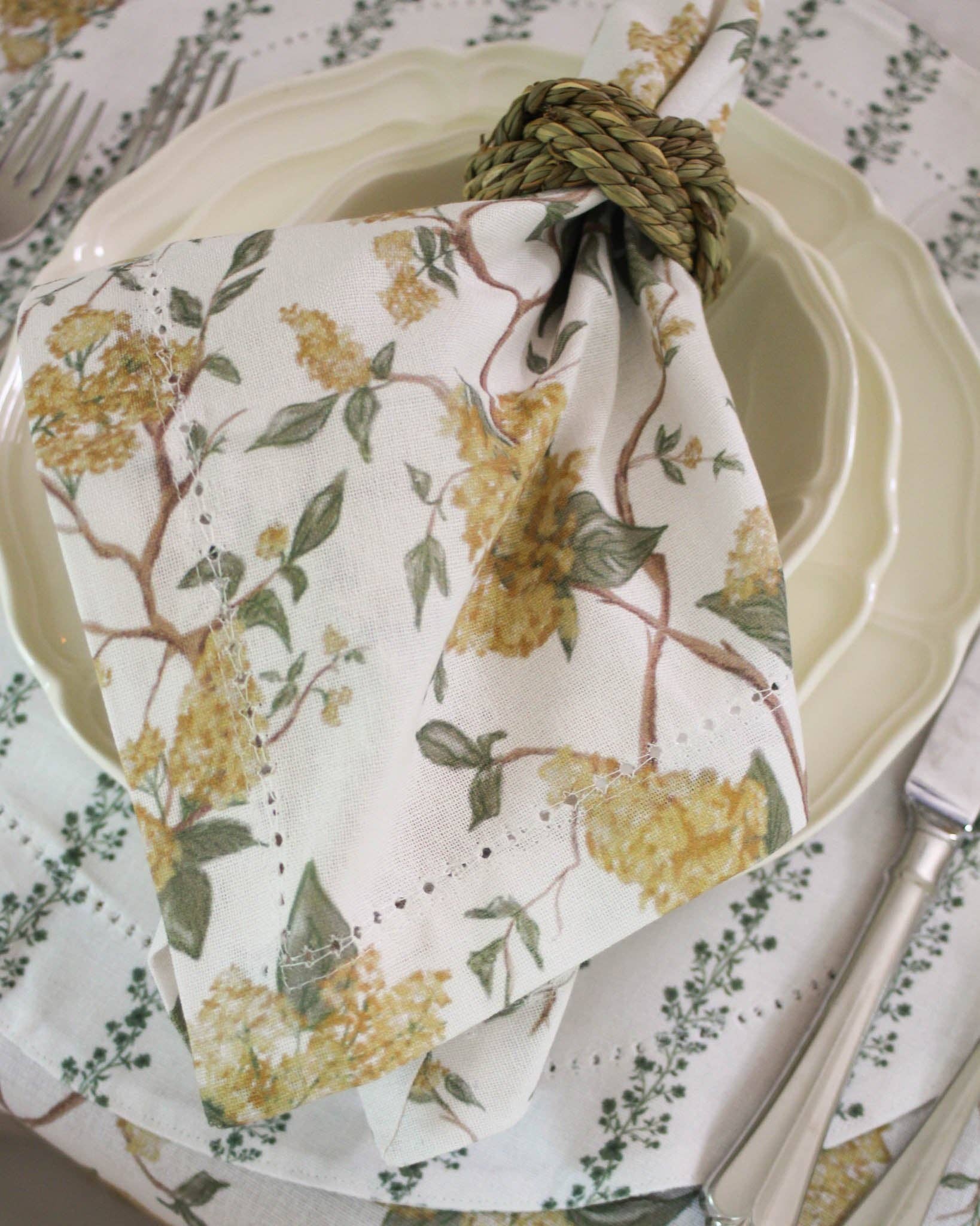 Hyacinth Floral Dinner Napkin Set of Four: Marigold