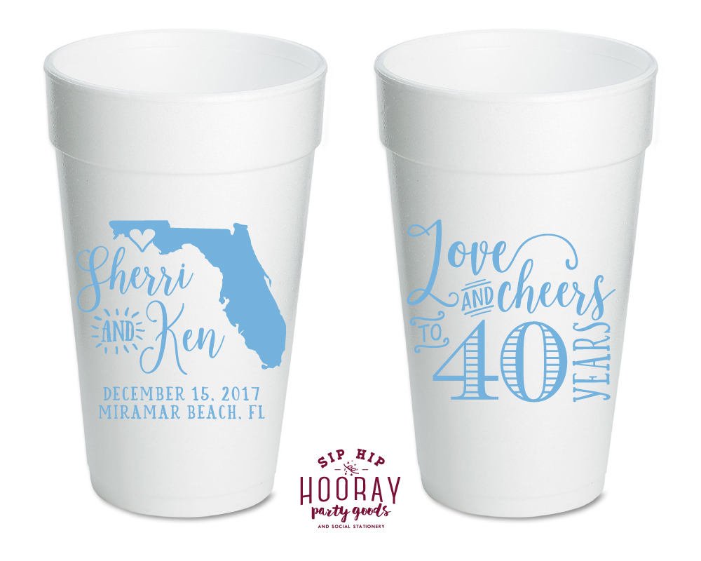 Cheers To 40 Years Anniversary Foam Cups #1812