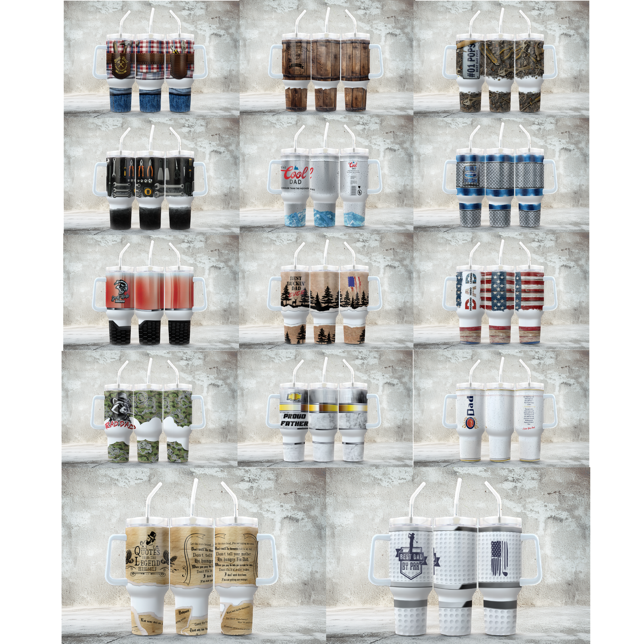 Assorted Ready to Press Sublimation Tumbler Prints (14 Pack) - Father's Day 2025