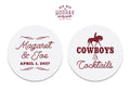 Cowboys and Cocktails Custom Wedding Coasters