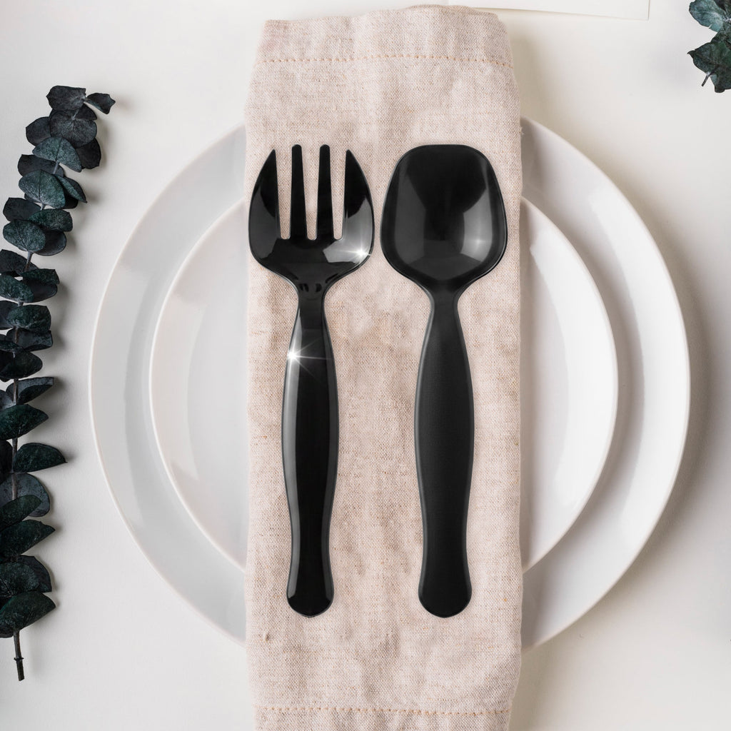 Black Disposable Plastic Serving Spoons