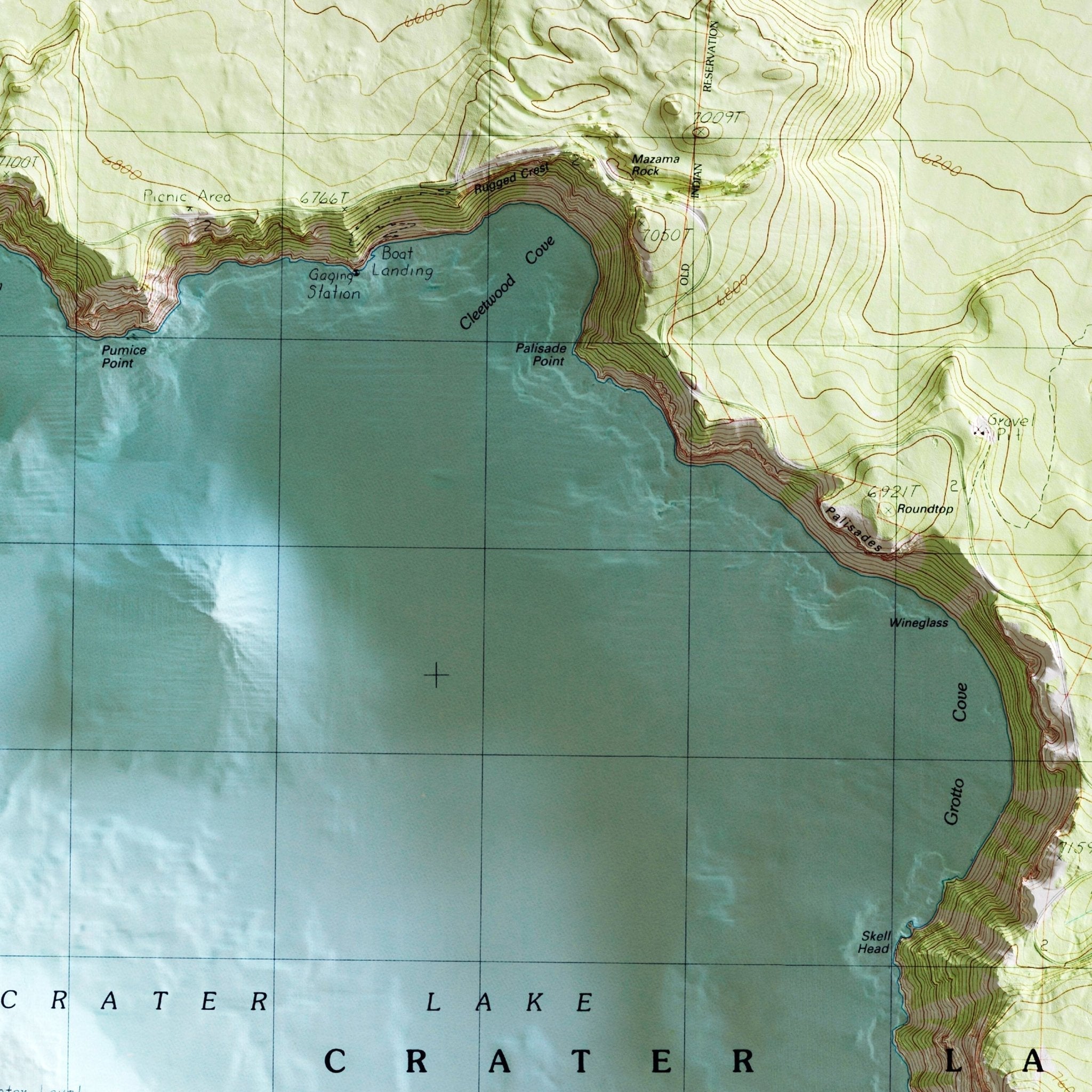 Crater Lake 1985 Shaded Relief Map - No Frame